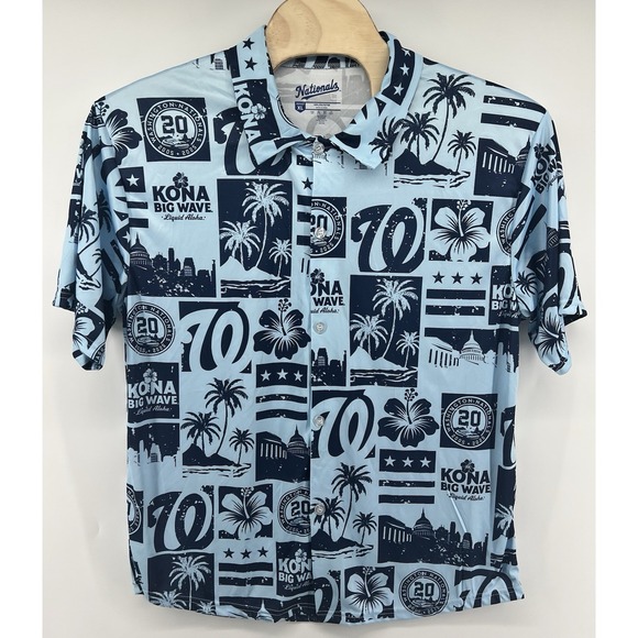 Washington Nationals X Kona Big Wave Beer 20th Anniv Hawaiian Shirt Mens XL - Picture 2 of 5